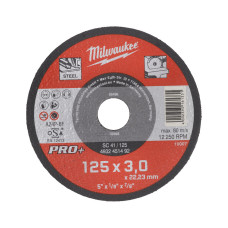 Диск відрізний по металу MILWAUKEE, SC 41/125х3 PRO+, діаметр 125мм