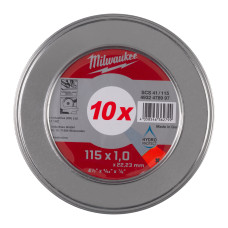 Диск відрізний по металу MILWAUKEE, SCS 41/115x1 PRO+, діаметр 115мм, (10шт) металевий футляр