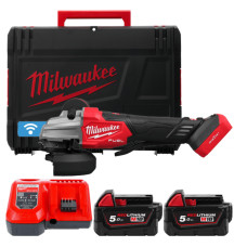 Шліфмашина кутова - болгарка акумуляторна безщіткова MILWAUKEE, M18 FSAGSVO125X-502X, діаметр 125мм (зарядний пристрій М12-18 FC