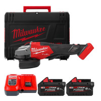 Шліфмашина кутова - болгарка акумуляторна безщіткова MILWAUKEE, M18 FHSAG125XPDB2-802X, діаметр 125мм (зарядний пристрій М12-18
