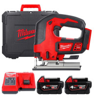 Лобзик акумуляторний MILWAUKEE, M18 BJS-402С (зарядний пристрій М12-18 С, 2 акумулятори М18 В4 4 Аг, аксесуари, кейс)