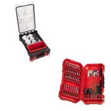 Набір коронок Milwaukee 10 предметів в PACKOUT + набір свердел SHOCKWAVE 40 предметів