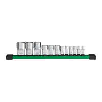 Набір головох хромованих метричних 1/4'',  3/8'', 1/2'' TORX Е-стандарт MILWAUKEE, на планці (13шт)