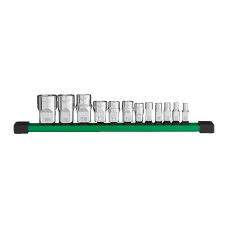 Набір головох хромованих метричних 1/4'',  3/8'', 1/2'' TORX Е-стандарт MILWAUKEE, на планці (13шт)
