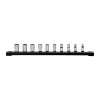 Набір головок торцевих хромованих 1/4'' MILWAUKEE (4-13мм) на планці  (10шт)