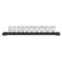 Набор головок торцевих хромованих 3/8'' MILWAUKEE,   (10–19мм) на планке (10шт)