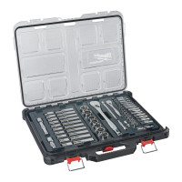 Набір головок торцевих хромованих 1/2''+ 1/4'' PACKOUT MILWAUKEE, з тріскачкою, (63шт), пластиковий органайзер