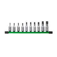 Набір головок торцевих хромованих 3/8'' MILWAUKEE з бітою TORX, (Т20-Т60) на планці (10шт)