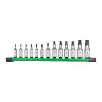 Набір головок торцевих хромованих 1/4'' та 3/8'' MILWAUKEE з бітами TORX (T8-T60) на планці (13шт)
