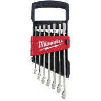 Набір ключів рожково-накидних метричних хромованих MAX BITE MILWAUKEE з храповиком, (8/10/12/13/ 14/15/1722мм) (7шт) пластиковий