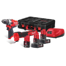 Набір з 2 інструментів акумуляторних безщіткових MILWAUKEE M12 FPP2AX-423P (зарядний пристрій С12 С, 2 акумулятори М12 В4 4Аг, 1