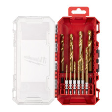 Набір свердел по металу RedHEX SHOCKWAVE HSS-TiN PACKOUT MILWAUKEE, (діаметри 3/3,5/4/4,5/ 5/6/7/ 8/9/10мм) (10шт) пластиковий к