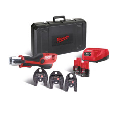 Обтискач гідравлічний акумуляторний для труб MILWAUKEE M12 HPT-202C U-SET (зарядний пристрій С12 С, 2 акумулятори М12 В2 2Аг, ак