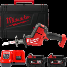 Пила шабельна акумуляторна MILWAUKEE, M18 FHZ-502X (зарядий пристрій M12-18 FC, 2 акумулятори М18 В5 5Аг, полотно, HDкейс)
