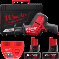 Пила шабельна акумуляторна безщіткова MILWAUKEE, M12 CHZ-602C (зарядний пристрій С12 С, 2 акумулятори М12 В6 6Аг, полотно, HDкей