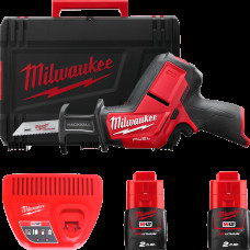 Пила шабельна акумуляторна безщіткова MILWAUKEE, M12 CHZ-202C (зарядний пристрій С12 С, 2 акумулятори М12 В2 2Аг, полотно, кейс)