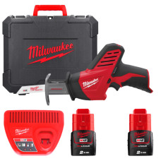 Пила шабельна акумуляторна MILWAUKEE, M12 C12 HZ-202С (зарядний пристрій С12 С, 2 акумулятори М12 В2 2Аг, полотно, кейс)