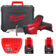 Пила шабельна акумуляторна MILWAUKEE, M12 C12 HZ-202С (зарядний пристрій С12 С, 2 акумулятори М12 В2 2Аг, полотно, кейс)