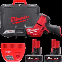 Пила шабельна акумуляторна безщіткова MILWAUKEE, M12 CHZ-402C (зарядний пристрій С12 С, 2 акумулятори М12 В4 4Аг, полотно, кейс)