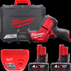 Пила шабельна акумуляторна безщіткова MILWAUKEE, M12 CHZ-402C (зарядний пристрій С12 С, 2 акумулятори М12 В4 4Аг, полотно, кейс)