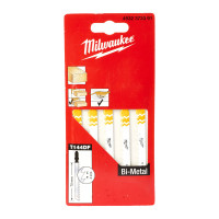 Полотна для лобзиков T144DF Bi-Metal MILWAUKEE, 75х4,0мм, (5шт), (деревина, швидкий різ)