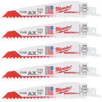 Полотно для шабельних пил AX FANG TIP MILWAUKEE, 150х5,0мм, (5шт), (деревина з цвяхами)