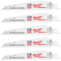 Полотно для шабельних пил WRECKER MILWAUKEE, 150х3,6/2,3мм, (5шт), (метал, деревина з цвяхами)