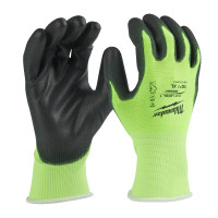 Рукавиці робочі сигнальні Hi-Vis MILWAUKEE, з опором порізам 1/А рівня, розмір 10/XL