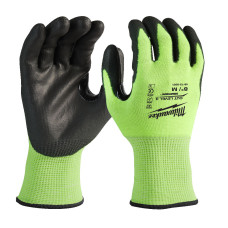 Рукавиці робочі сигнальні Hi-Vis MILWAUKEE, з опором порізам 3/C рівня, розмір 7/S