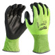 Рукавиці робочі сигнальні Hi-Vis MILWAUKEE, з опором порізам 4/D рівня, розмір 10/XL
