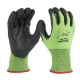 Рукавиці робочі сигнальні Hi-Vis MILWAUKEE, з опором порізам 5/E рівня, розмір 9/L