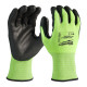 Рукавиці робочі сигнальні Hi-Vis MILWAUKEE, з опором порізам 3/C рівня, розмір 9/L