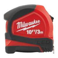 Рулетка MILWAUKEE з LED підсвіткою, 3м/10фт (12мм)