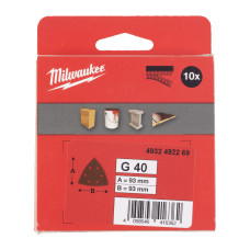 Папір шліфувальний MILWAUKEE, 93х93х93мм HL, зерно 40, (10шт)