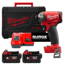Шуруповерт ударний гідравлічний акумуляторний безщітковий 1/4'' HEX MILWAUKEE, M18 FQID-502X, 50Нм (зарядний пристрій M12-18 FC,