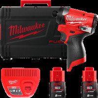 Шуруповерт ударний акумуляторний безщітковий 1/4'' HEX MILWAUKEE, M12 FID2-202Х, 170Нм (зарядний пристрій С12 С, 2 акумулятори М