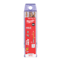 Свердло по металу RedHEX SHOCKWAVE™ HSS-TiN MILWAUKEE, діаметр 4,0х71,5х26мм, (10шт), пластикова коробка