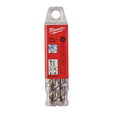 Свердло по металу HSS-G MILWAUKEE DIN1897, діаметр 3,2x49х18мм, (10шт), пластикова коробка