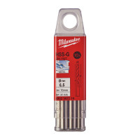 Свердло по металу HSS-G MILWAUKEE DIN1897, діаметр 6,5х70х31мм, скорочене, (10шт), пластикова коробка
