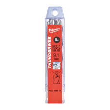 Свердло по металу THUNDERWEB HSS-G MILWAUKEE DIN338, діаметр 9,1х125х81мм, (5шт), пластикова коробка