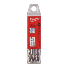 Свердло по металу HSS-G MILWAUKEE, DIN 1412 C, діаметр 4,0х55х14мм, двостороннє, (10шт), пластикова коробка