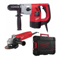 Набір інструментів MILWAUKEE PCE3 SET (префоратор SDS-PLUS PCE3. шліфмашина кутова AG10-125EK. HD кейс)