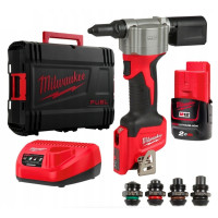 Заклепочник акумуляторний MILWAUKEE, M12 BPRT-201X діаметр заклепок 2,4-4,8мм (зарядний пристрій С12 С, 1 акумулятор М12 В2 2Аг,