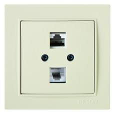 Розетка Nilson Thor кремова комп'ютерна 2-на CAT6e RJ45