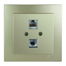 Розетка Nilson Touran золото комп'ютерна 2-на CAT6e RJ45