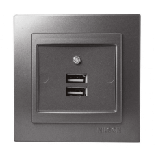 Розетка Nilson Touran антрацит 2-на USB