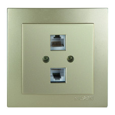 Розетка Nilson Touran золото комп'ютерна 2-на CAT5e RJ45