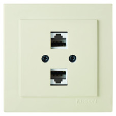Розетка Nilson Touran кремова комп'ютерна 2-на CAT5e RJ45