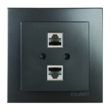 Розетка Nilson Touran антрацит комп'ютерна 2-на CAT5e RJ45