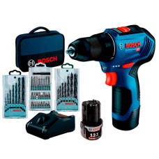 Акумуляторний дриль-шуруповерт Bosch GSR 12V-30 Professional, 2 акб 12 V, GAL 12V-40 і набір аксесуарів 39 шт